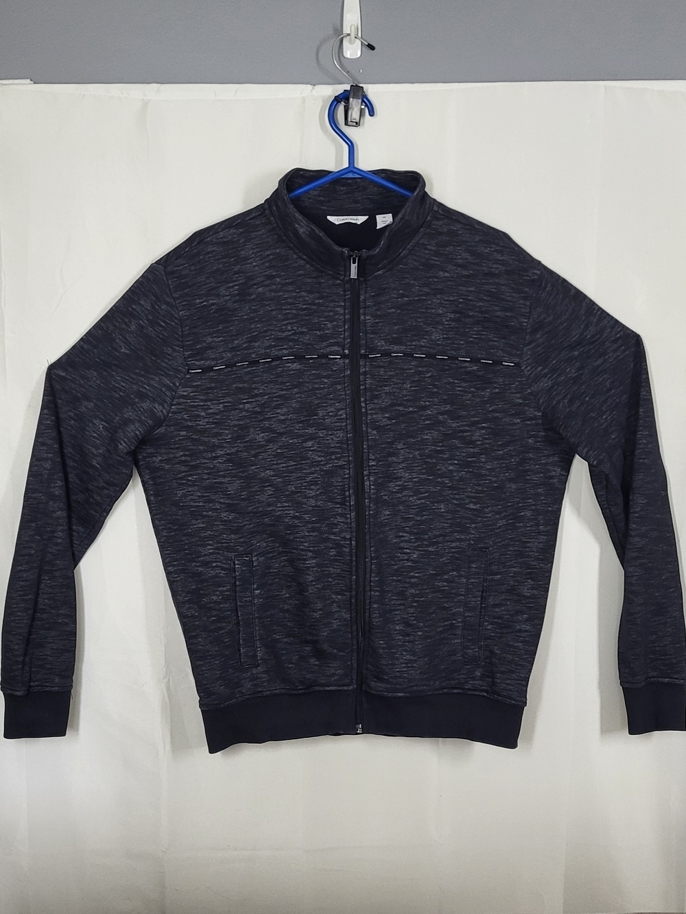 Calvin Klein Men's Heathered Gray Full-Zip Sweater Jacket